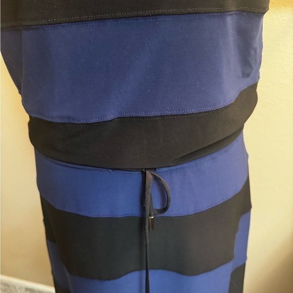 WHITE HOUSE BLACK MARKET Color Block Black Noble Blue Maxi Dress Size Small EUC - Picture 13 of 14